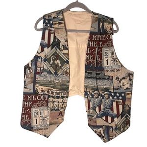 Men’s Vintage Handmade Baseball Novelty Print Vest New York